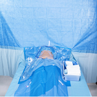 Rideaux chirurgicaux jetables renforcés en bleu avec zone d'incision adhésive
