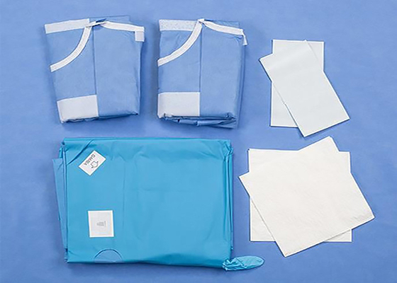 Paquet chirurgical de paquet de tissu de SMS de paquet de procédure de TUR d'urologie jetable patiente essentielle chirurgicale verte stérile de stratification