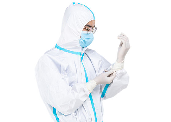 Médicaux microporeux blancs frottent adaptent à la combinaison jetable avec Hood Anti Virus Suits