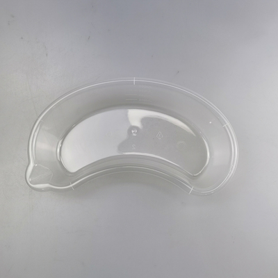 Plat jetable en plastique de rein 800cc transparent avec la bouche incurvée