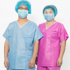 Vêtement de lavage ICU 2 poches pour les centres chirurgicaux / Blanc bleu vert rose